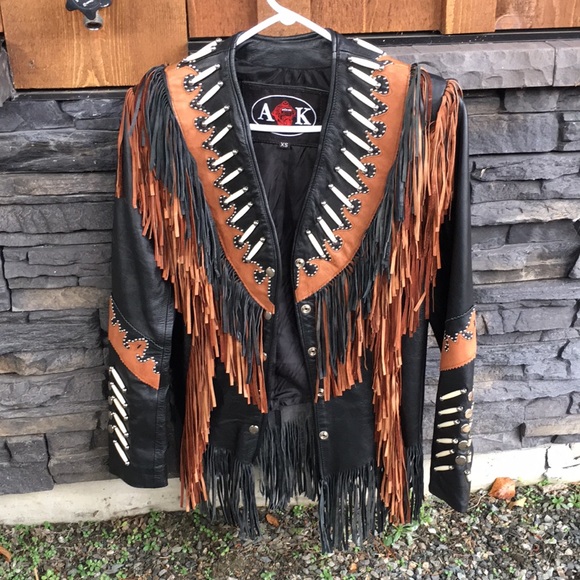 Indigenous Inspired Leather Jacket - Picture 1 of 9
